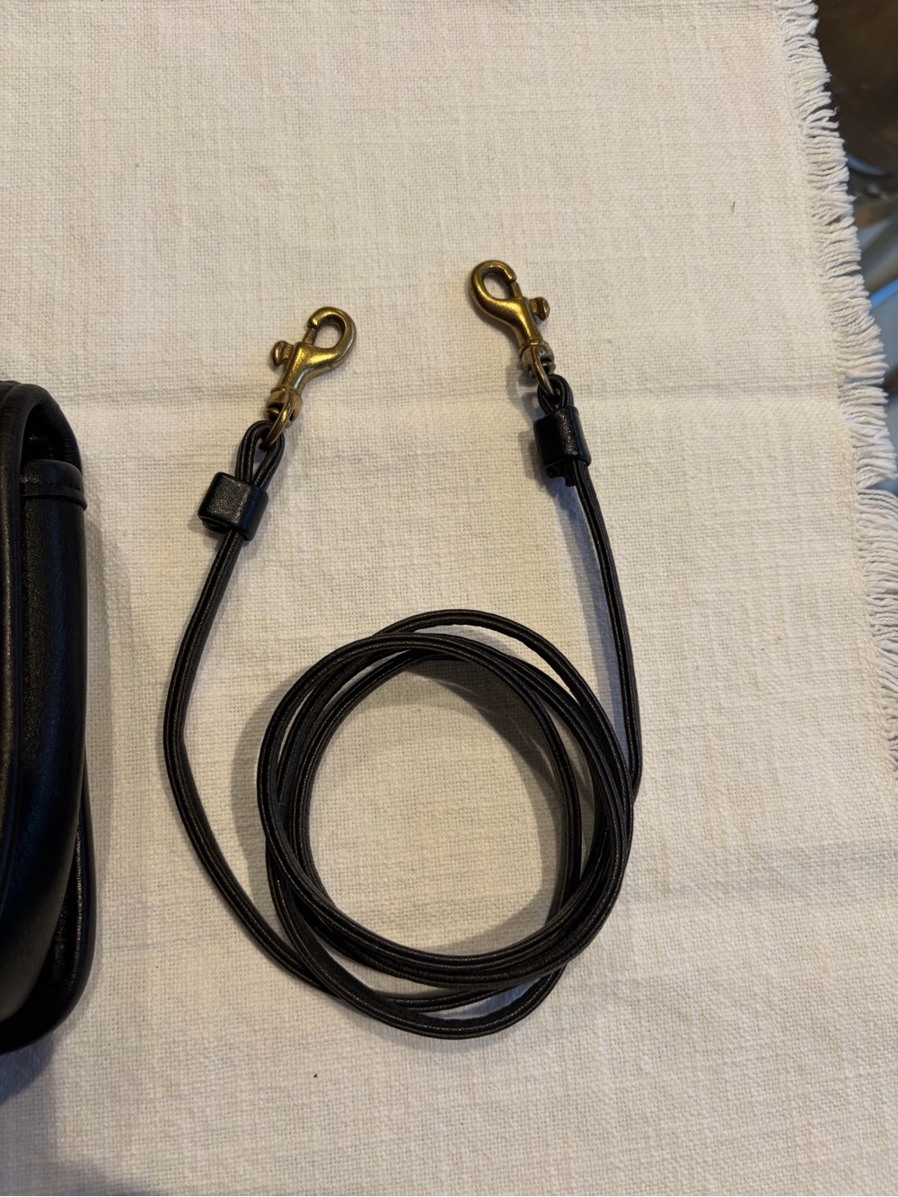 Classic Black Leather Top-Handle Crossbody Bag with Brass Turnlock - Picture 10 of 11